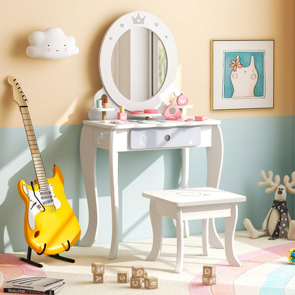 Costzon Kids Vanity Set with Mirror