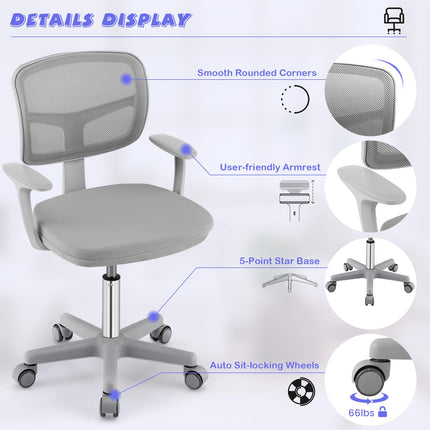 Costzon Kids Desk Chair, Children Study Computer Chair with Adjustable Height