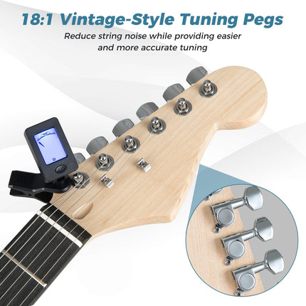 Costzon 6 String Electric Bass Guitar with AMP 39” Full Size Beginner Bass Guitar Kit