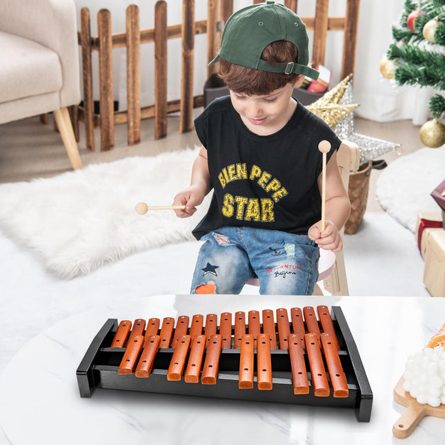 Costzon Portable 25-Note Xylophone, Wood Xylophone Kit with 2 Mallets & Convenient Carrying Bag