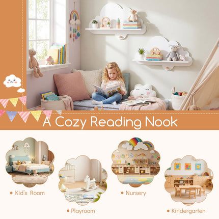 Costzon 2 Pieces Floating Cloud Shelves | Cute Corner Bookshelves for Nursery Playroom