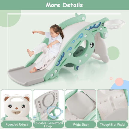 4 in 1 Toddler Slide Rocking Toy, Slide for Kids, Ocean Style  - Costzon
