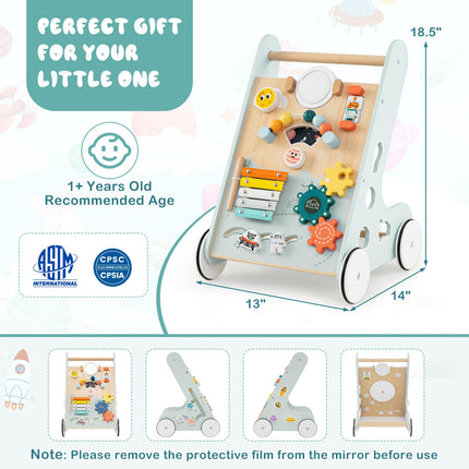 Costzon Wooden Baby Walker Push and Pull Learning Activity Center