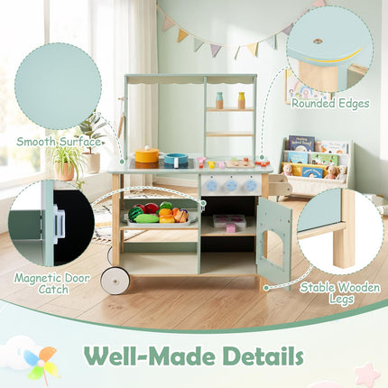 Costzon Play Kitchen for Kids | Rolling Chef Grocery Store Pretend Play Set for Girls Boys 3+