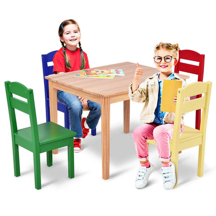 Costzon Kids Table and Chair Set 5 Piece Wood Activity Table & Chairs for Children Arts Crafts
