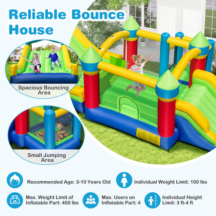 BOUNTECH Inflatable Obstacle Course Bounce House, Kids Huge Sectional Bouncy Castle with Dual Slides