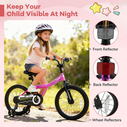 Costzon Kids Bike for 3-8 Years Old Training Wheels Adjustable Seat Handbrake & Coaster Brake