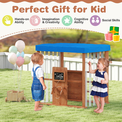 Costzon Kids Gas Station Playhouse Outdoor Pretend Playset