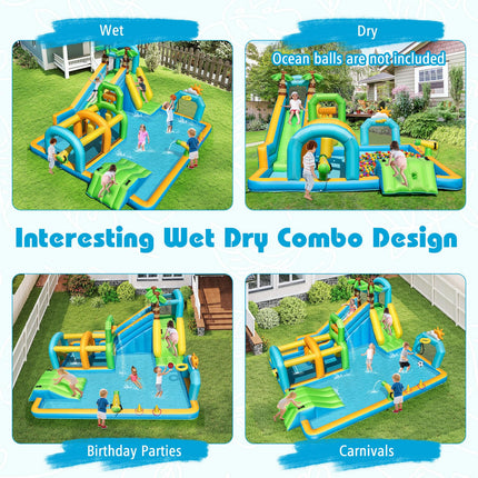 Costzon 9-in-1 Water Slide with Basketball Rim