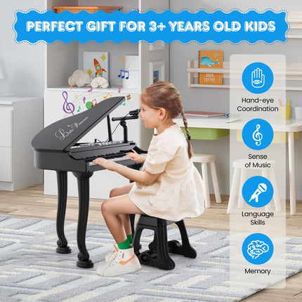 Costzon Kids Piano, 37 Key Mini Grand Piano Toy Keyboard, Portable Electronic Piano Educational Musical Instrument Toy