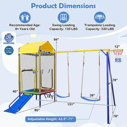 Costzon 5-in-1 Kids Swing Set with Trampoline