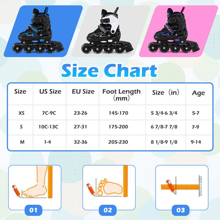 Costzon Inline Skates 4 Sizes Adjustable Kids Roller Blades