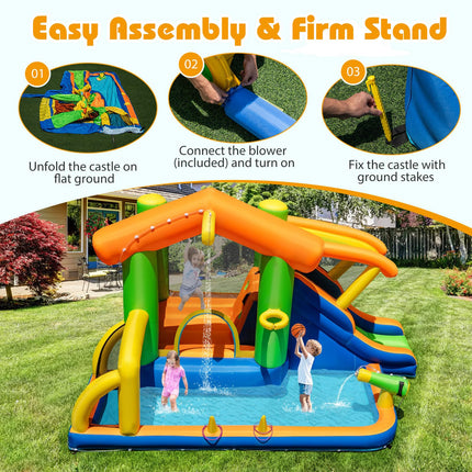 BOUNTECH Inflatable Water Slide 8-in-1 Playhouse Bouncy Castle Water Slide