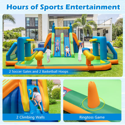 BOUNTECH Inflatable Water Slide, 19x17FT Mega Waterslide Park Dual Long Slides for Racing Fun w/Dual Climbing Wall