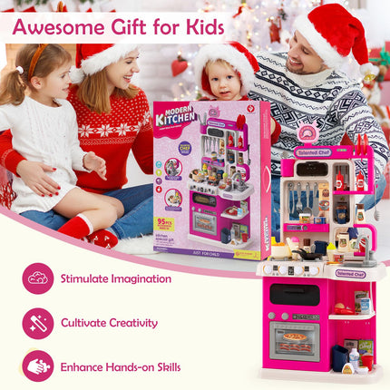 Costzon Kids Kitchen Playset | Little Chef Pretend Kitchenette Set w/Light (Single Side)