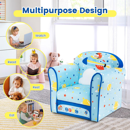 Costzon Kids Sofa, Children Armrest Chair with Pattern, Toddler Furniture, Airplane Style