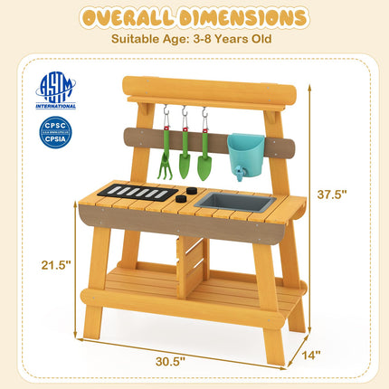 Costzon Mud Kitchen for Kids Outdoor Montessori Pretend Playset w/Removable Faucet