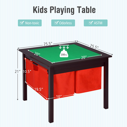 Costzon Kids Table, Children Wooden Activity Table w/Storage Drawers, 2 in 1 Building Block Tabletop