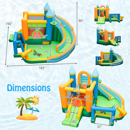 BOUNTECH Inflatable Water Slide, 9 in 1 Kids Water Park Bounce House Combo for Outdoor Fun w/Splash Pool