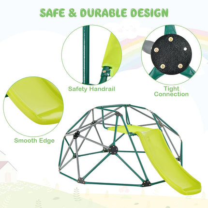 Costzon Climbing Dome, 2 in 1 Outdoor Jungle Gym Monkey Bar Climbing Toys, 8FT Geometric Dome Climber Playground Set