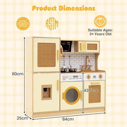 Costzon Kids Kitchen Playset Wooden Play Kitchen