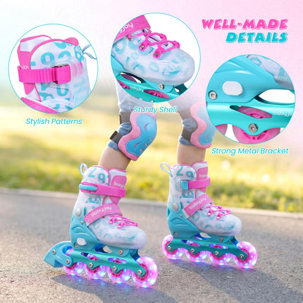 BABY JOY Inline Skates 4 Sizes Adjustable Kids Roller Blades