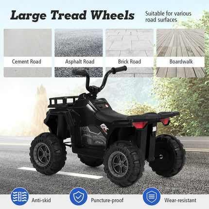 Costzon Kids ATV, 6V Battery Powered Electric Vehicle with One-Button Start, MP3, LED Headlights & Storage Basket