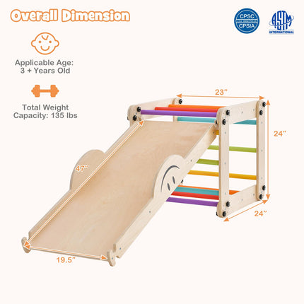 Costzon Climbing Toys for Toddlers, 10 in 1 Foldable Montessori Indoor Wooden Climber Ladder with Reversible Ramp