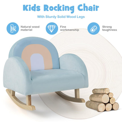 Costzon Kids Sofa, Rocking Chair with Solid Wood Frames, Plush Fabric, Anti-Tipping Design for Kids Room