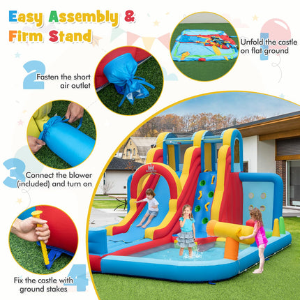 BOUNTECH Inflatable Water Slide, 14 x13FT Kids Mega Waterslide Park w/Super Long Slide for Racing Fun