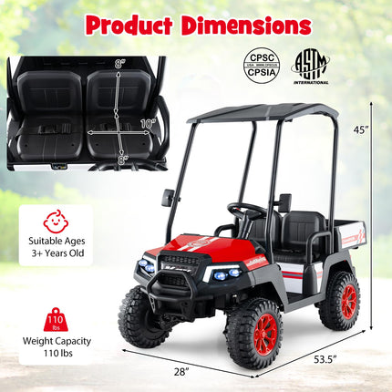 Costzon 24V Kids Golf Cart, 4WD 2 Seater Ride on Car