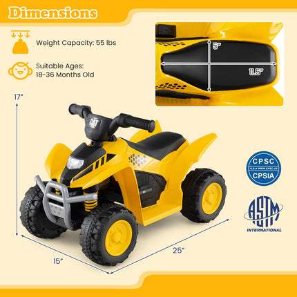 Costzon Kids ATV 6V CAT Licensed Four Wheeler Quad Car Toy with LED Headlight