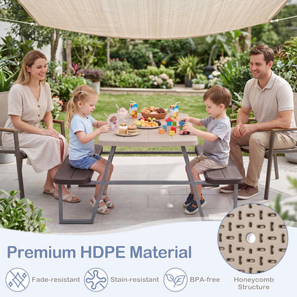 Costzon Kids Picnic Table HDPE Tabletop Metal Frame