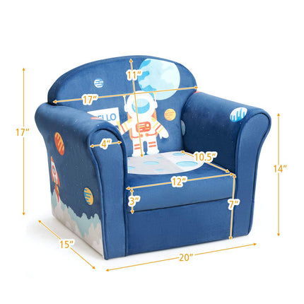 Costzon Kids Sofa, Children Armrest Chair with Pattern, Toddler Furniture w/Sturdy Wood Construction for Boys & Girls