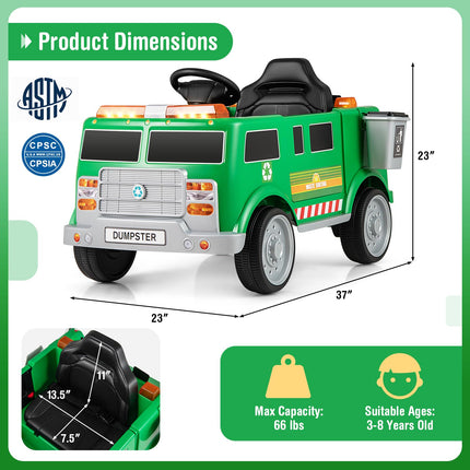 Costzon Ride on Garbage Truck, 12V Battery Powered Kids' Electric Vehicles w/Remote Control