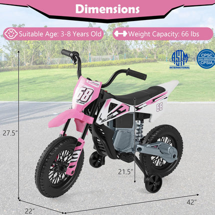 Costzon 12V Kids Motorcycle with Detachable Training Wheels