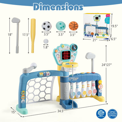 Costzon Toddler Basketball Hoop with Adjustable Height 5 in 1 Basketball Bowling