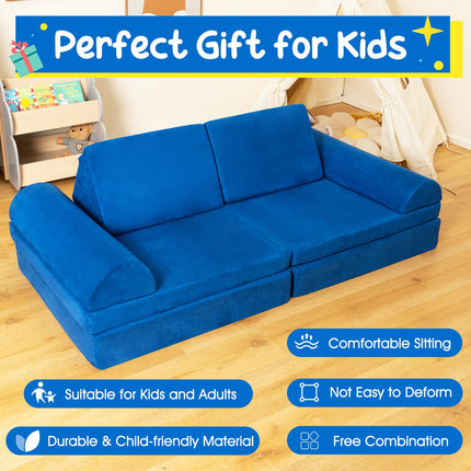 Costzon Convertible Kids Couch, Modular Folding Sofa Playset with Portable Handle, 8-Piece