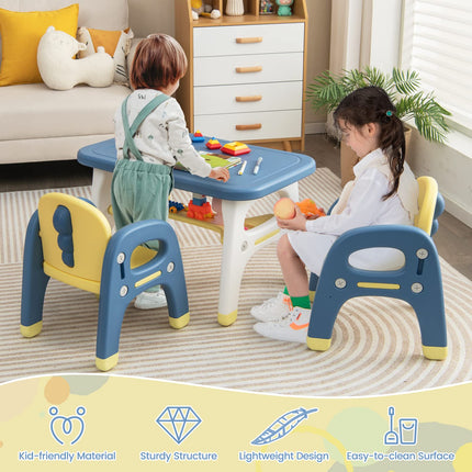 Costzon Kids Table and Chair Set w/Montessori Toys, Kids Activity Table w/Storage Shelf