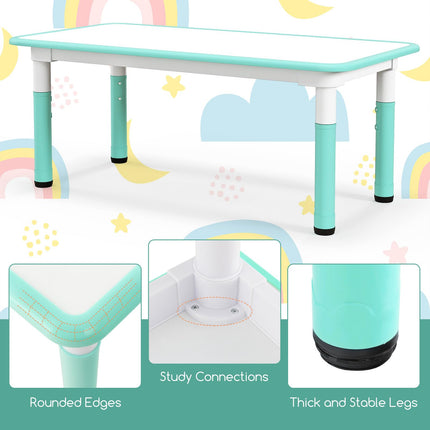 Costzon Kids Table and 4 Chair Set, Height Adjustable Toddler Desk and Chairs, Children Art Study Multi-Activity Table Set