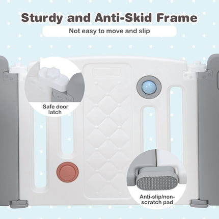 Costzon Baby Playpen, Foldable Activity Play Center with Safety Gate