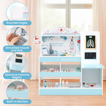Costzon 2 in 1 Wooden Doctor Playset Role Play Medical Toy w/24 Medical Accessories