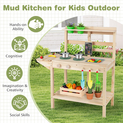 Costzon Mud Kitchen Solid Wood Potting Bench