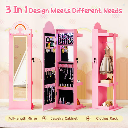 Costzon Kids Lockable Standing Jewelry Organizer