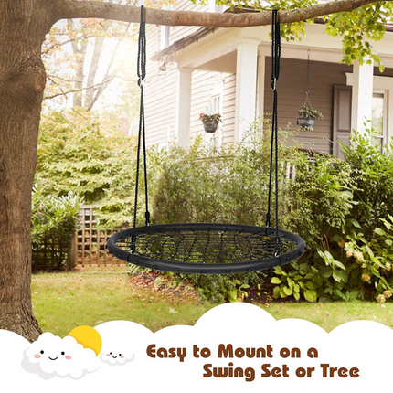 Costzon 40'' Spider Web Tree Swing Set, Kids Outdoor Round Net Swing Platform Rope Swing