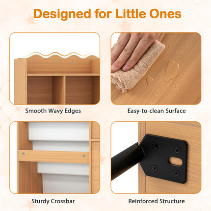 Costzon Montessori Toddler BookShelf | Toy Storage Organizer with w/ 5 Fabric Pockets
