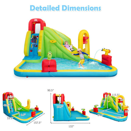 BOUNTECH 7-in-1 Giant Water Slide Bouncer Park with Tunnel & 2 Water Cannons