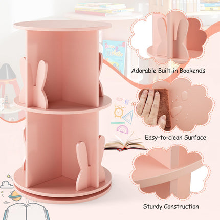 Costzon Kids 360° Display Spinning Bookcase with Bookends