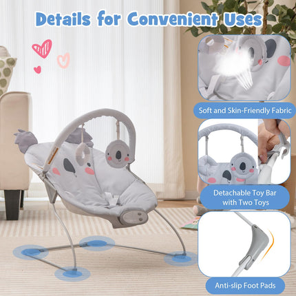 BABY JOY Baby Bouncer, Portable Baby Bouncer Seat with Vibration & Music, Infant Bouncer for Babies