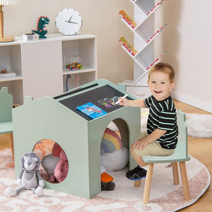 Costzon Kids Table and Chair Set 3 Pieces Wooden Table Set for Toddler